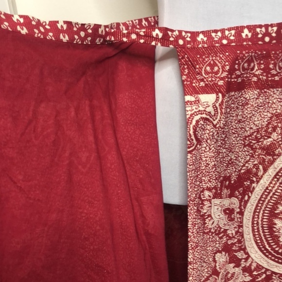 BCBG Maxazria red and gold bohemian style wrap skirt size XS - Picture 11 of 12